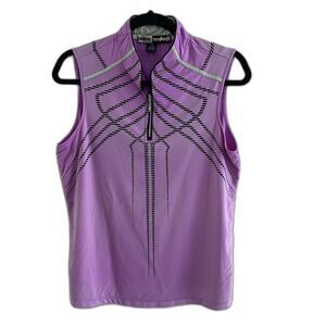 Jamie Sadock 1/4 Zip Golf Top Size M Tennis Active High Neck Sleeveless Purple